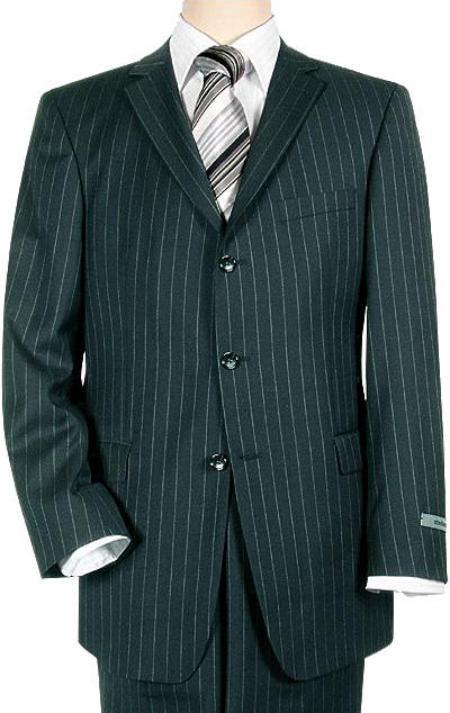 Navy Blue Shade Pinstripe 3 Button Style Superior Fabric 140's Fabric Suit 