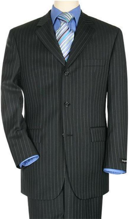 premier quality italian fabric Liquid Jet Black Pinstripe Superior Fabric 140's Fabric 3 Buttons Style Suit 