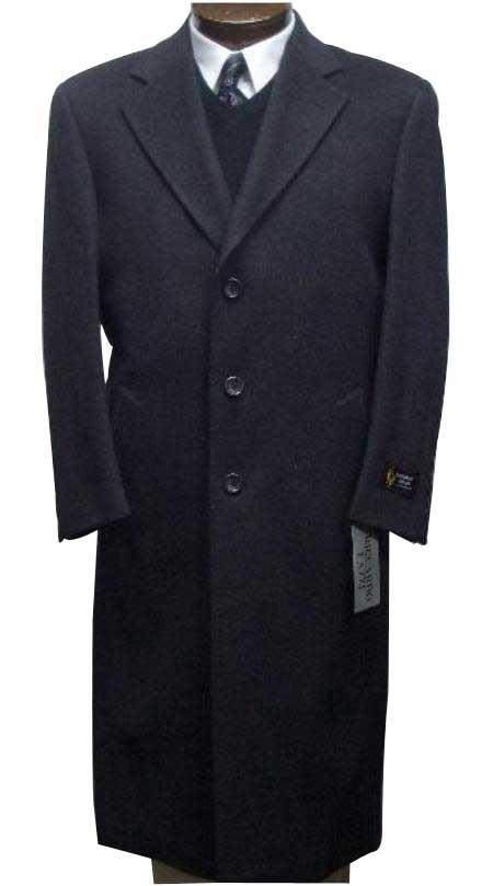45 Inch Charcoal Gray classic model features button front Wool Fabric&Cashmere 