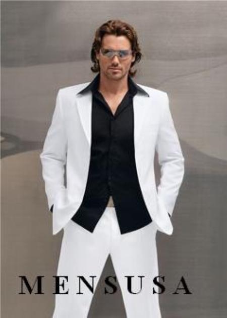 Snow All White Suit For Men + Free Black Shirt (As Pictured) 