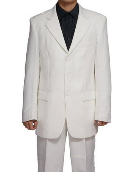  Men's Notch Lapel 3 Button Single Breasted White Two Piece Suit