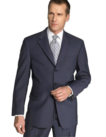 Dark Navy With Small Pinstripe Superior Fabric 140's Fabric premier quality italian fabric Suit 