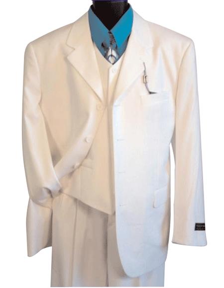 TS-03V WHITE EXTRA FINE Light Weight Soft Fabirc 3PC VESTED three piece suit 