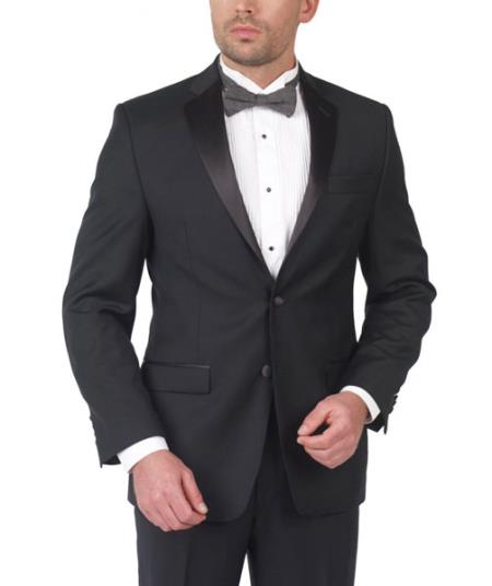 By Wool Fabric Tuxedo Two Button with Flat Front