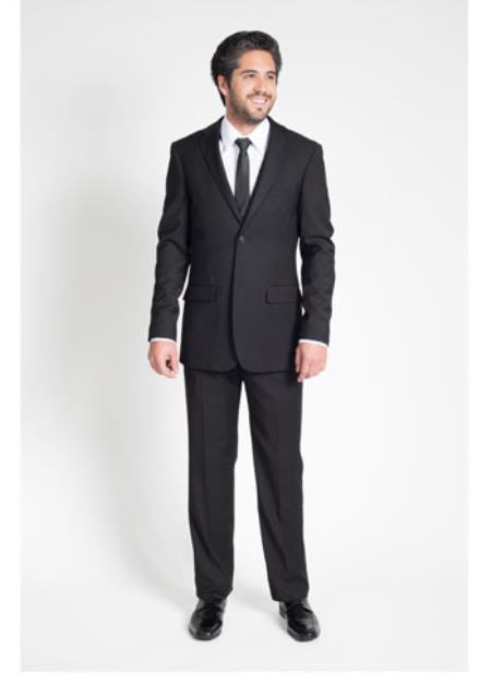  Men's Black 2 Button Slim Fit Suit