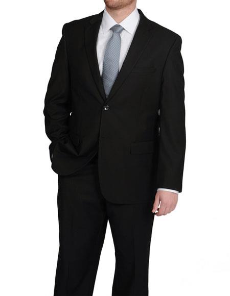  Caravelli Men's Classic Fit Black 2 Button Tonal Stripe Notch Lapel Suit 