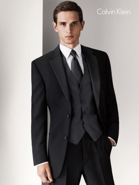 Designer Online Sale Wool Fabric Slim Fitted Radnor Two Button Liquid Jet Black Tuxedo 
