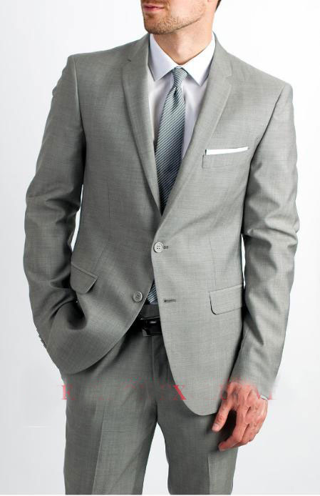 Two Button Single Breasted Silver Grey Suit