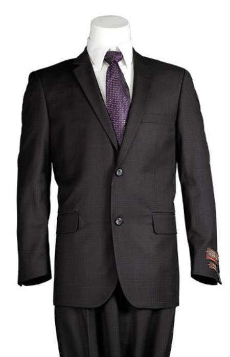 Fitted Trim Fit Windowpane 2 Button Style Slim narrow Style Cut Suit Liquid Jet Black 