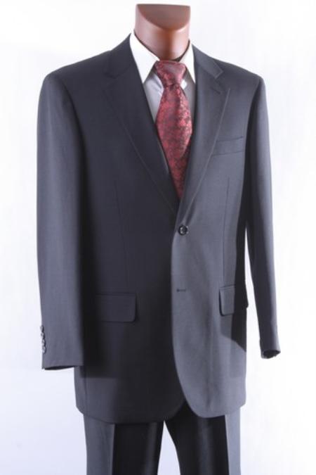 2 Button Style 100% Wool Fabric Athletic Cut Suits Classic Fit  W Single Pleat Pants Liquid Jet Black 
