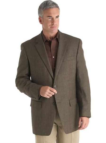 2 Button Style brown color shade Check Sport Coat Wool