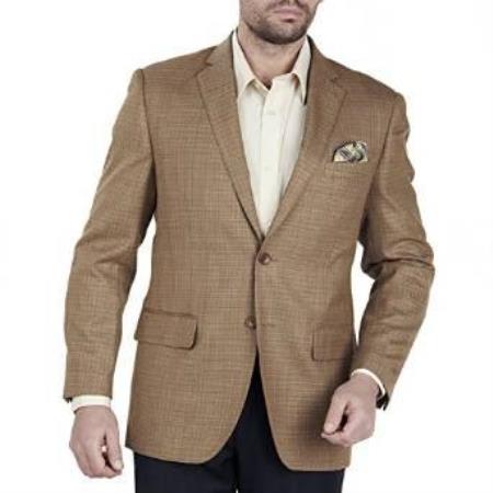 Authentic Mantoni Brand Solid 2 Button Style 100% Wool Fabric Blazer Online Sale With brass buttons Jacket SportCoat Camel Tweed 