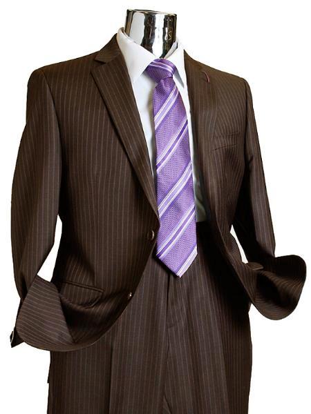 Suit separate online 2 Button Style 100% Wool Fabric Suit Dark brown color shade Pinstripe ~ Stripe Discounted Online Sale Only 