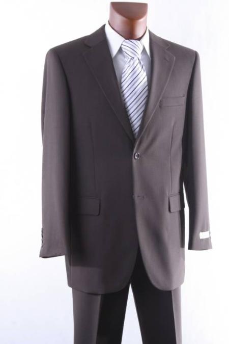 2 Button Style 100% Wool Fabric Athletic Cut Suits Classic Fit  W Single Pleat Pants brown color shade 