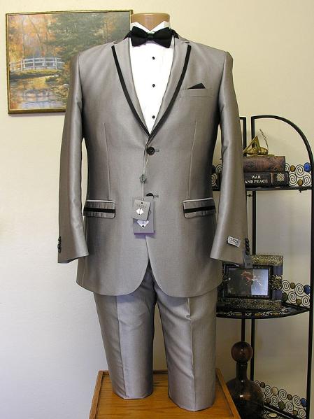 Tapered Leg Lower Rise Pants & Get Skinny Grey ~ Gray Slim narrow Style Cut 2 Button Style Trimmed Lapel formal tux Jacket and Pant Combination 