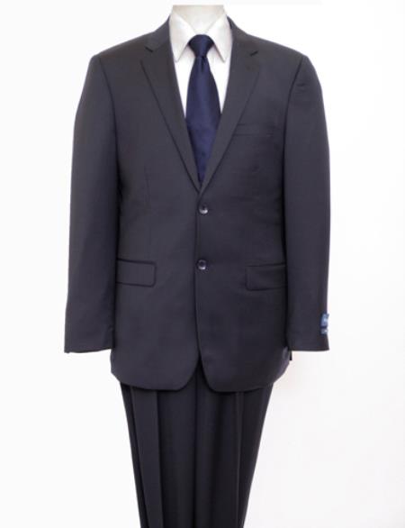 Reg Price $795 ZeGarie Authentic 100% Wool Fabric Suit 2 Button Style Side Vent Jacket Flat Front Pants Wool Fabric Classic Solid Navy 