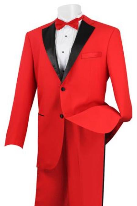 Stylish 2 Button Style Tuxedo red color shade and Liquid Jet Black 