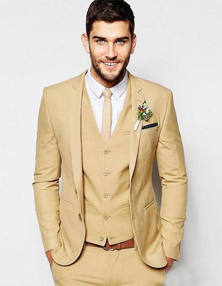 100% Wool Suit - Mens Suits Clearance Sale Camel ~ Khaki~Bronz in Modern Fit or Classic Fit or Slim Fit