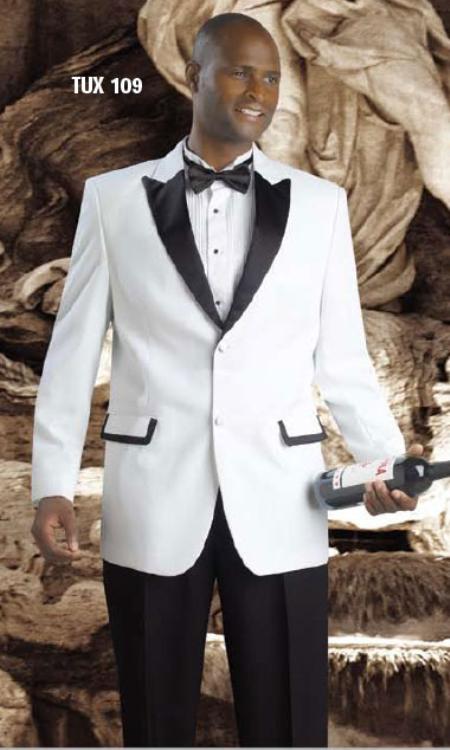 Hight Quality 2 Button Style Tuxedos White / Liquid Jet Black Suit 