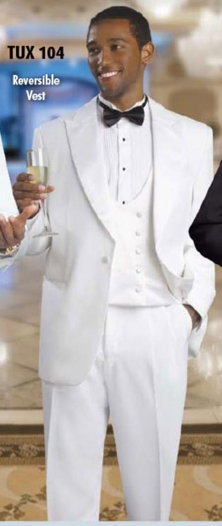 2 Button Style Tuxedo White Suit 