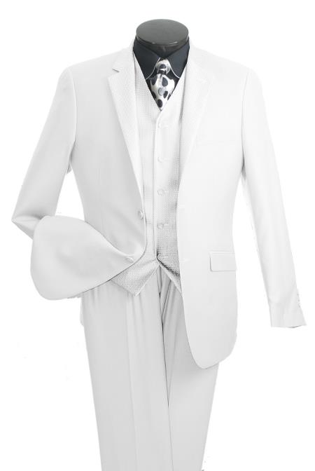 High Fashion 2 Button Style White Suit 