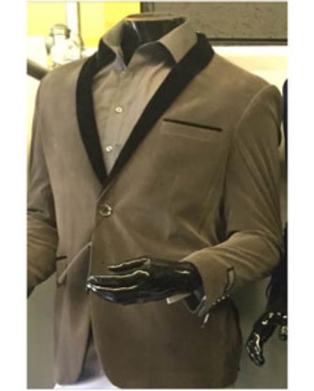 Shawl Lapel Velvet Blazer Online Sale Available In Gray ~ Grey formal tux Jacket / Blazer Online Sale / Tux / Dinner Jacket Looking