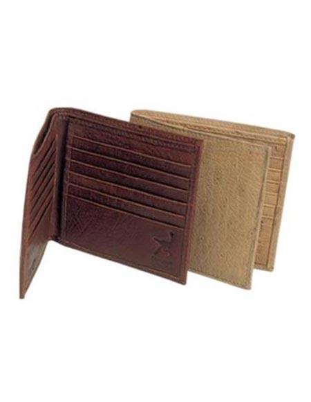 Ferrini Genuine Smooth Ostrich Wallet Oryx,brown color shade 