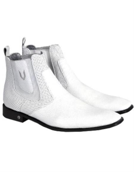 men's Genuine Catshark Chelsea White Boots