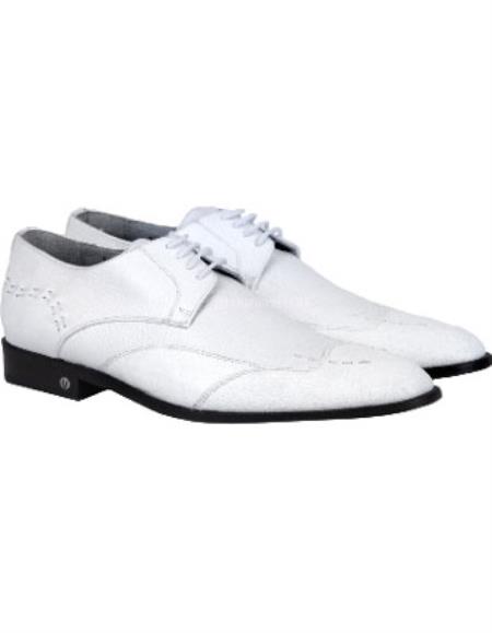  Men's Full Leather Lining Vestigium Genuine Catshark Derby White Shoes