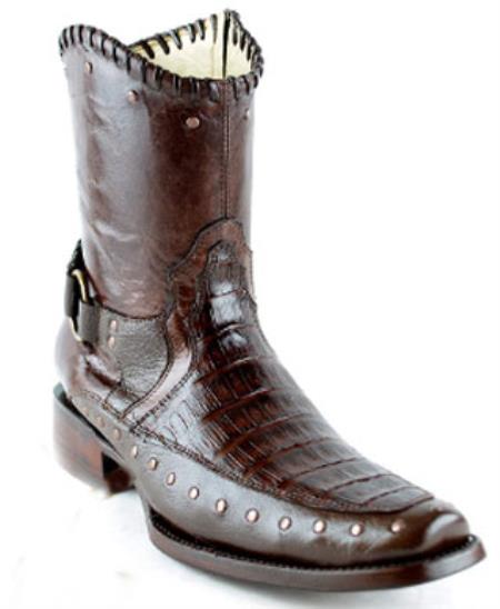 White Diamonds Short Cai Belly High Quality Inside Zipper Fashion Boots brown color shade 