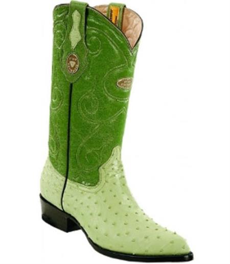 White Diamonds Leather Upper Shaft Genuine Full Quill Ostrich Pistachio Boots 