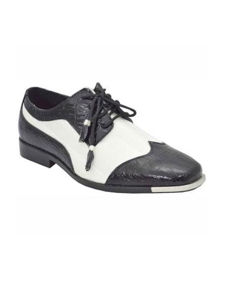 Dress 1920s style fashion men's shoes for Online Liquid Jet Black White 