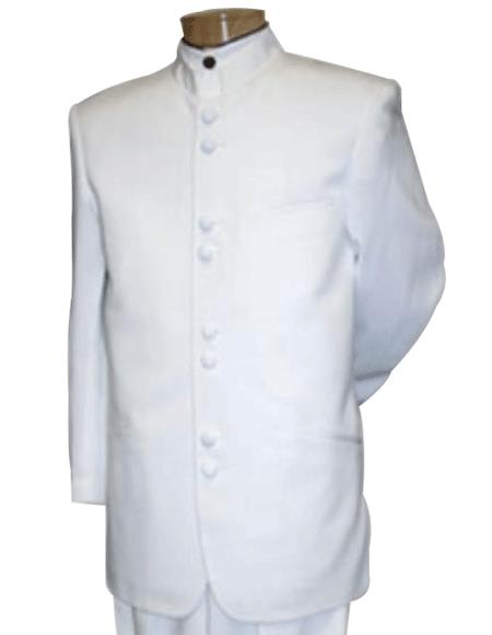 Best Quality No Collar Mandarin Collar White No Collar Mandarin Suit For sale ~ Pachuco Mens Suit 