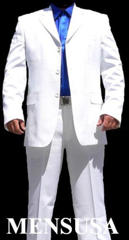 Joun Paul White 3 Buttons Style Superior Fabric Cool Lightest Weight Fabric in the market Suit For sale ~ Pachuco men's Suit Perfect for Wedding
