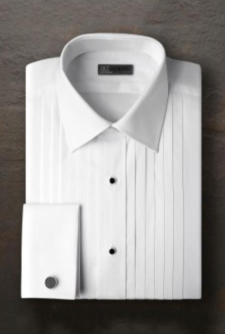 Vincent Pleated Laydown White Tuxedo Shirt