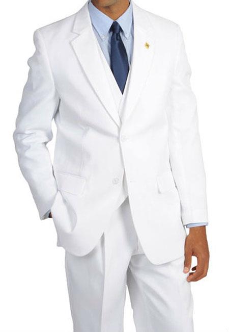 Mens Three Piece Suit - Vested Suit Mens White 3 Piece Suny Vested Suit Pants