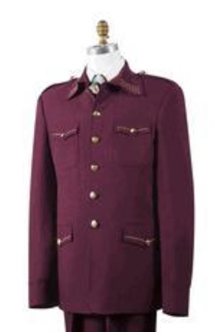 Safari Wine Nailshead Military Pocket 1940s men's Suits Style
