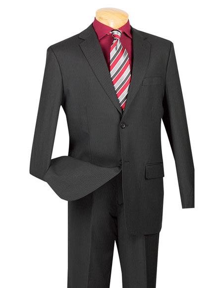  men's Mini Stripe ~ Pinstripe 2 button Black Suit 