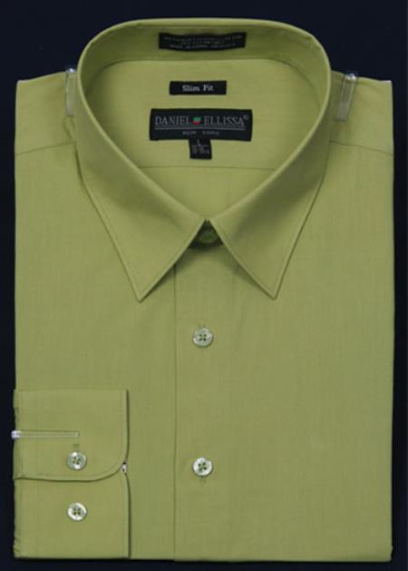Affordable Clearance Cheap Mens Dress Shirt Sale Online Trendy - Light Green Dress Shirt Slim narrow Style Fit Dress Shirt - lime mint Color 