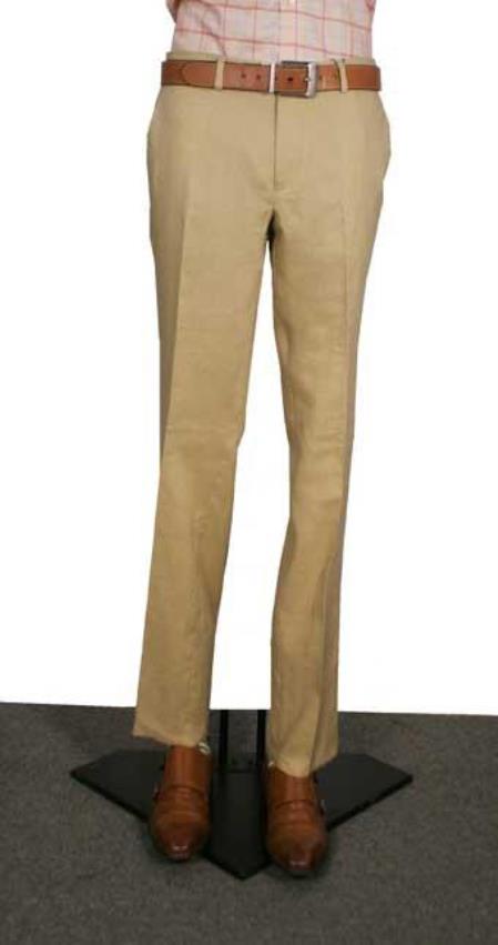 Modern Fit Flat Front Pants Tan khaki Color 