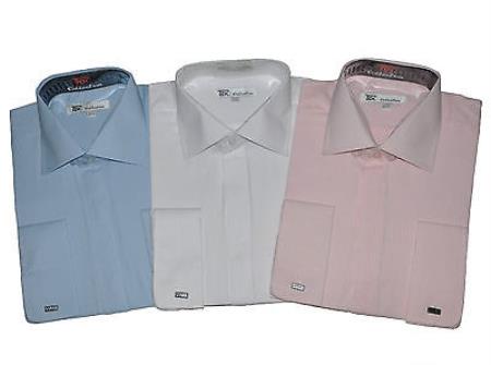 Cotton Blend Striped Dress Shirt Spread Collar French Cuff Classic Fit Multi-Color 