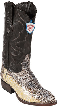 Wild West Natural J-Toe cai ~ Alligator skin Hornback Cowboy Boots 