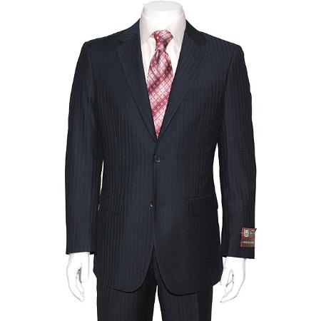 Navy Blue Shade Stripe ~ Pinstripe 2-button Suit 