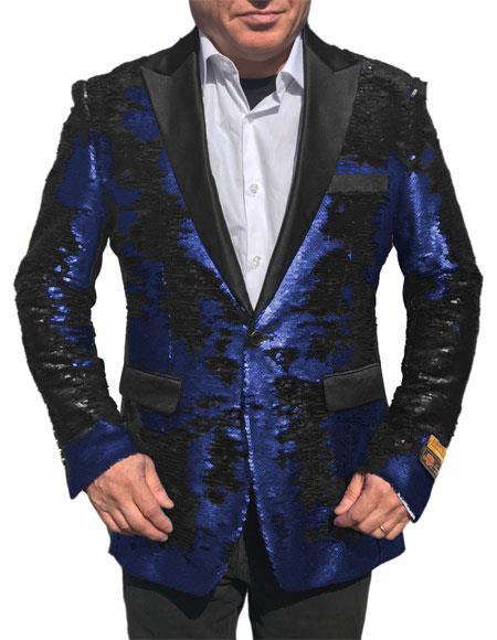  Alberto Nardoni Best men's Italian Suits Brands Shiny Flashy Sequin Tuxedo Black Lapel paisley look sport jacket ~ coat