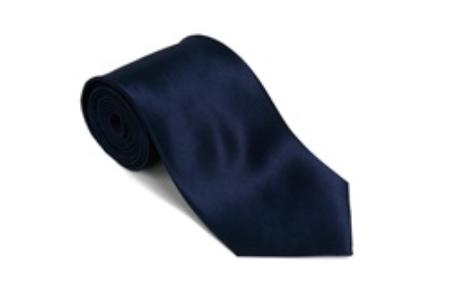 Navyblue 100% Silk Solid Necktie With Handkerchief 