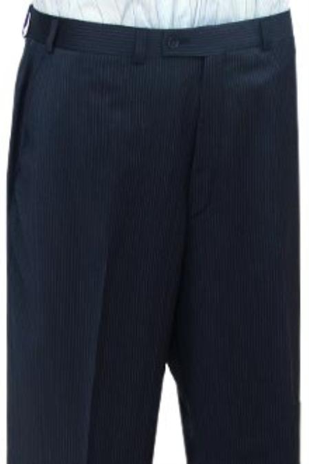 Cotton Summer Light Weight Navy Blue Shade Stripe CK Flat Front Pant 