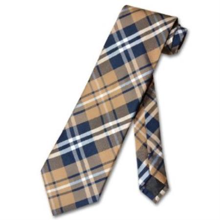 Navy brown color shade White Design Neck Tie 