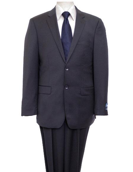  ZeGarie Men's Solid Navy Single Breasted Notch Lapel Suit Flat Front Pant