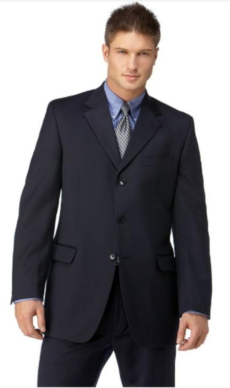Navy 3 Button Style Polyester affordable suit Online Sale