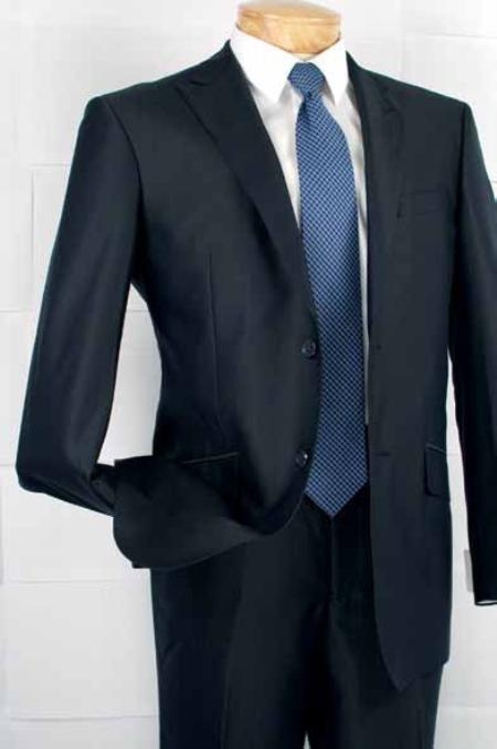 Fashion Slim narrow Style Fit Suit in Luxurious Wool Fabric Navy 